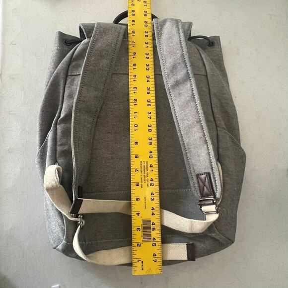 Everlane Backpack Laptop Modern Gray Twill Double Snap Drawstring Pocket - Picture 3 of 11